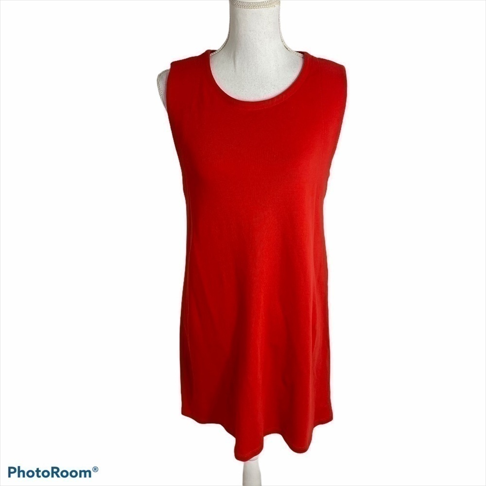 White + Warren Lace Up Back Dress Medium Red Women